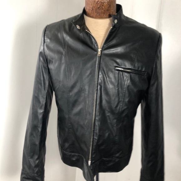 - Womens Black Faux Leather Jacket.Size medium. Breast Cancer Fundraiser - Picture 2 of 8